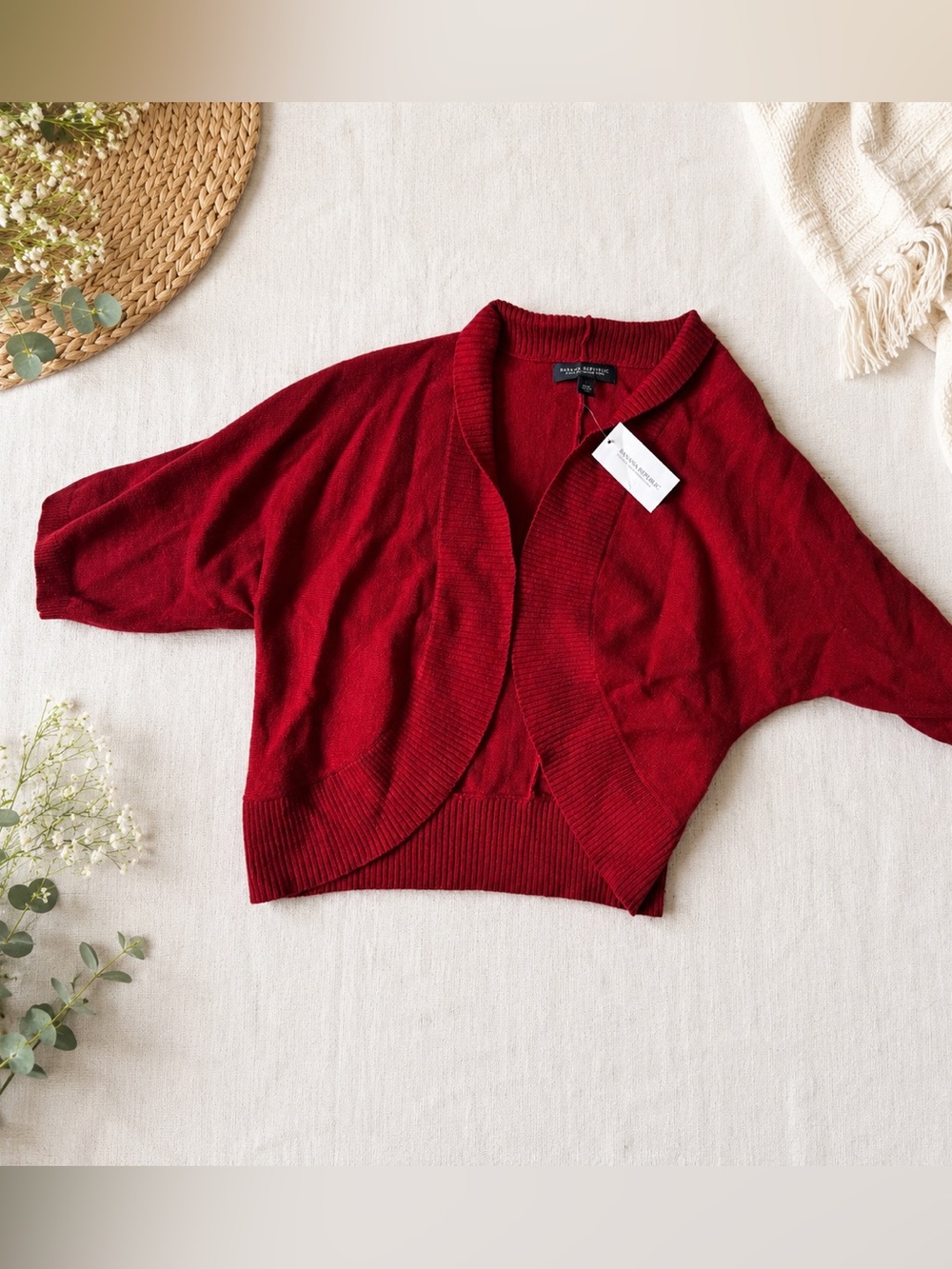 Banana Republic Italian Merino Wool Cashmere Blend Cardigan Bolero Sweater Sz L